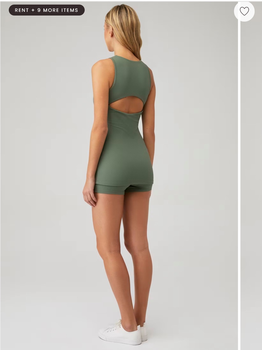 Beach Riot Olive Ribbed Zip-Front Tank Romper - Picture 3 of 3